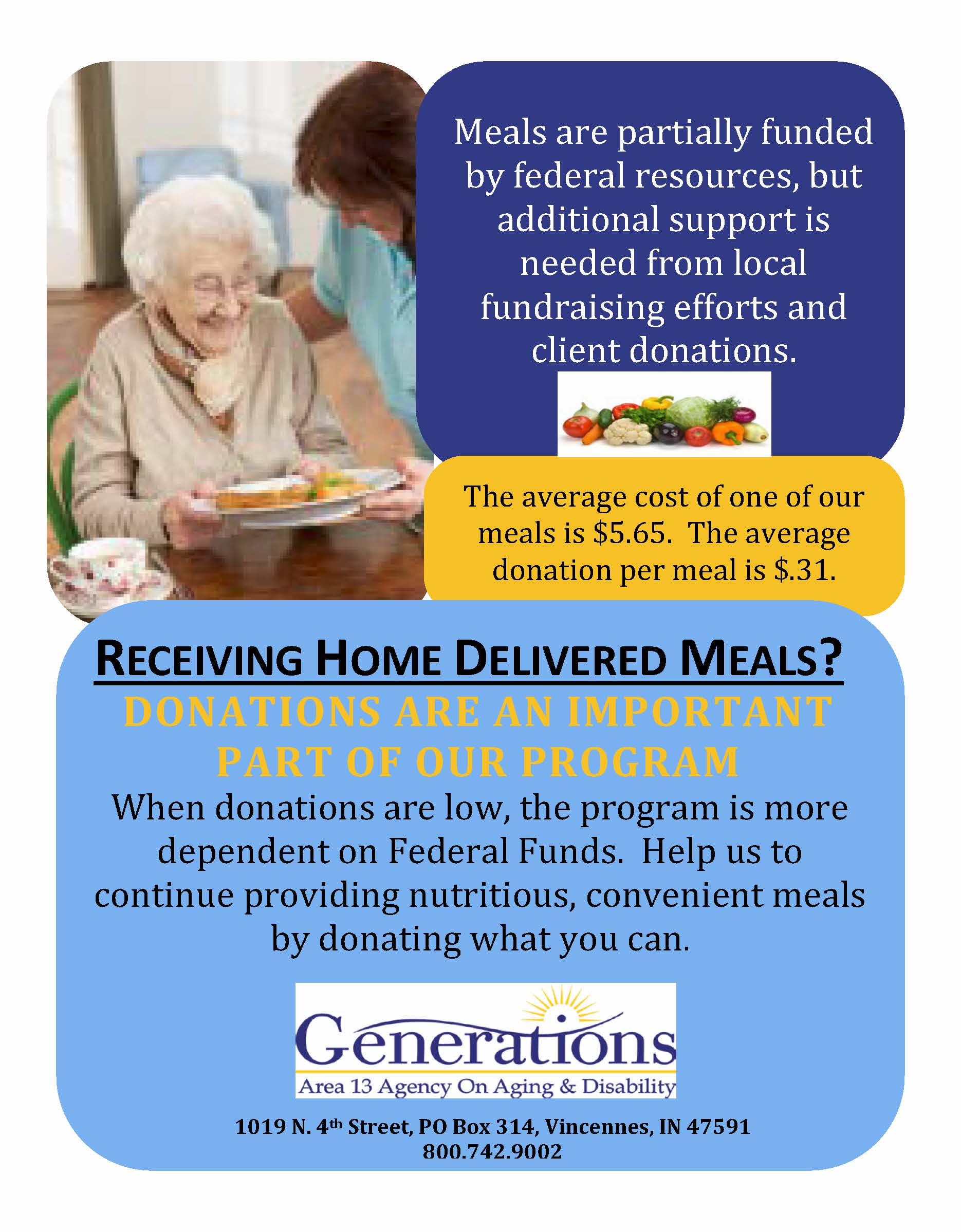 How much does a meal cost from Meals on Wheels?